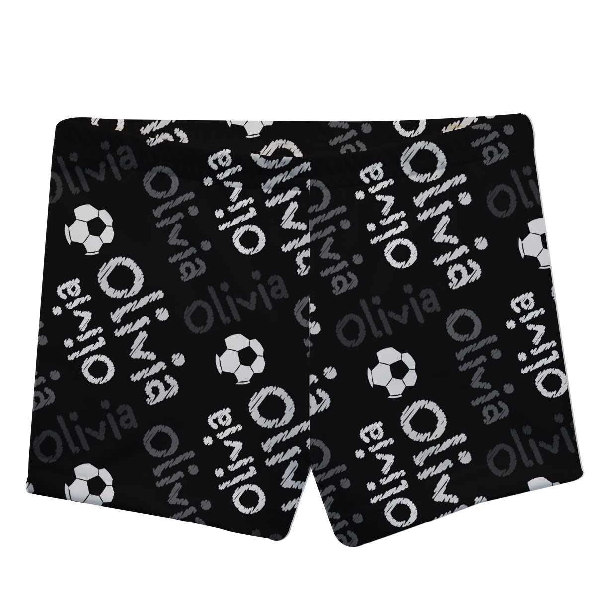 Soccer Ball Name Print Black Shorties - Wimziy&Co.
