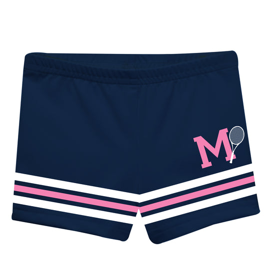 Tennis Racket Personalized Initial Name Navy Shorties
