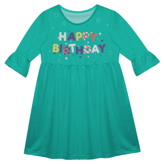 Happy Birthday Mint Amy Dress 3/4 Sleeve
