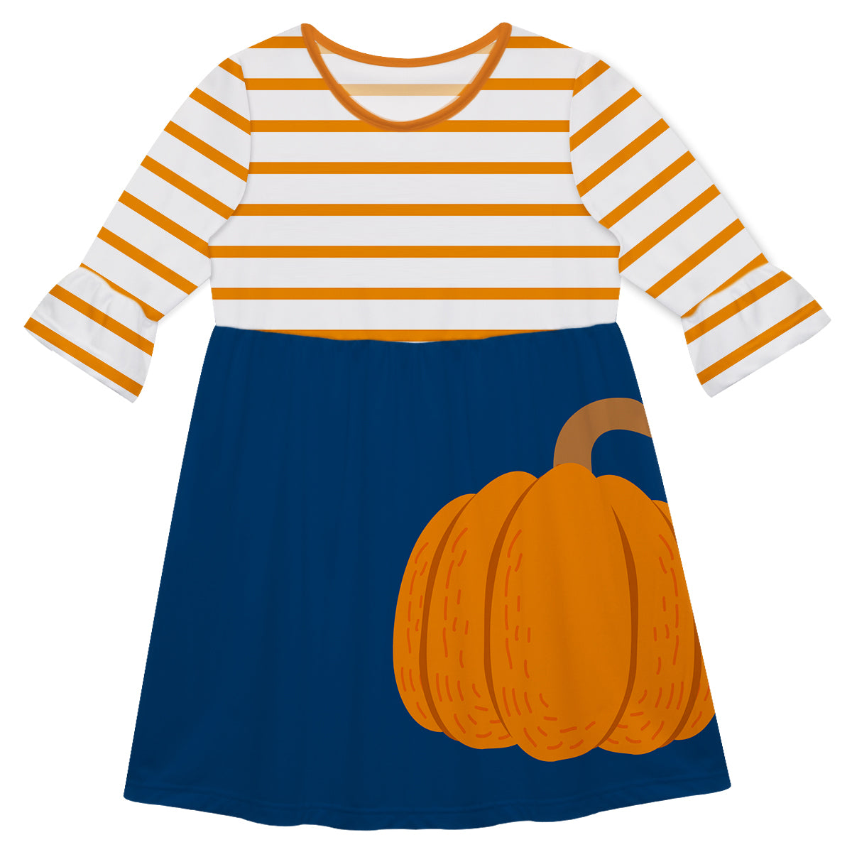 Girls navy and orange pumpkin with name - Wimziy&Co.
