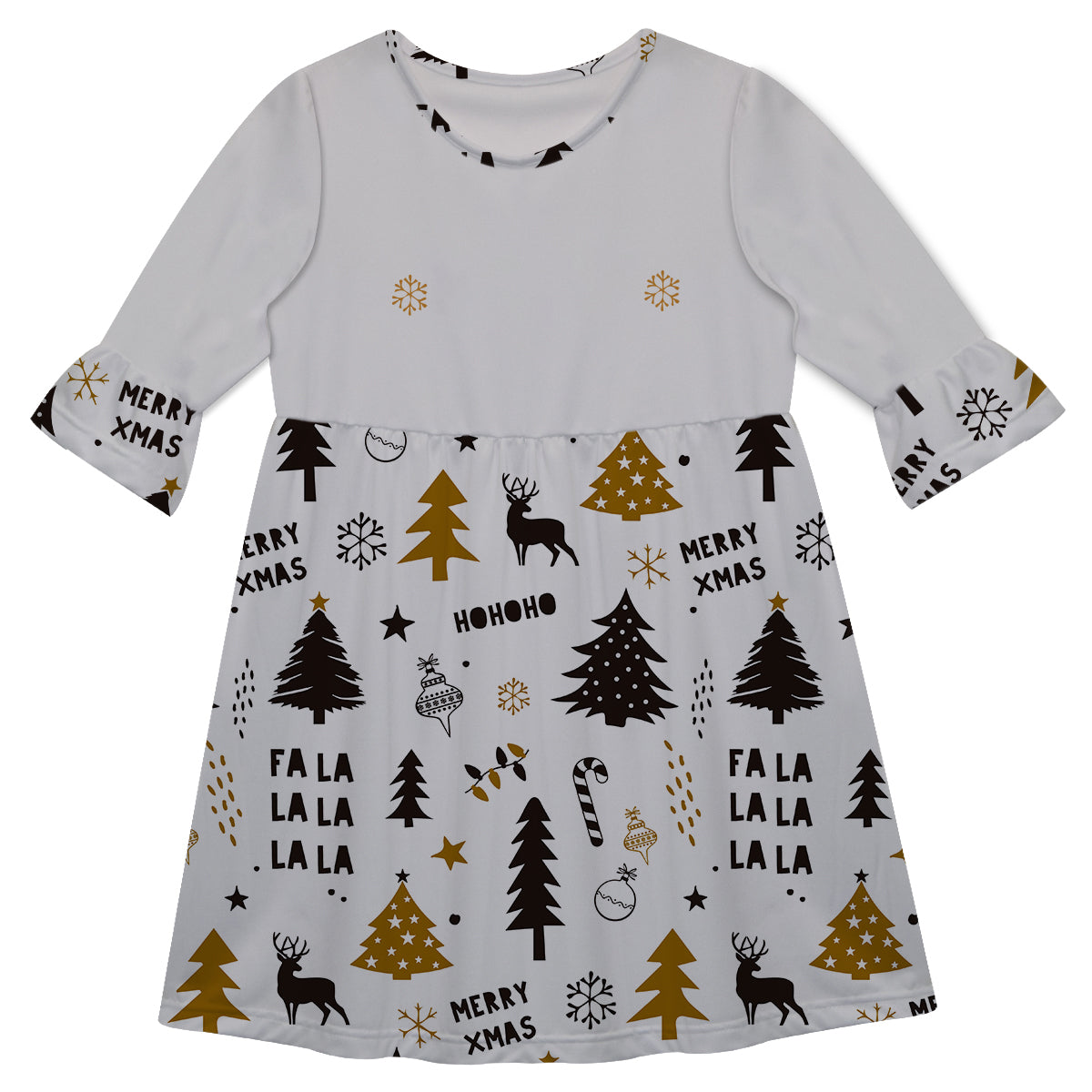 Girls white christmas tree dress with name - Wimziy&Co.
