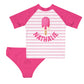 Popsicle Personalize Name White and Pink 2pc Short Sleeve Rash Guard