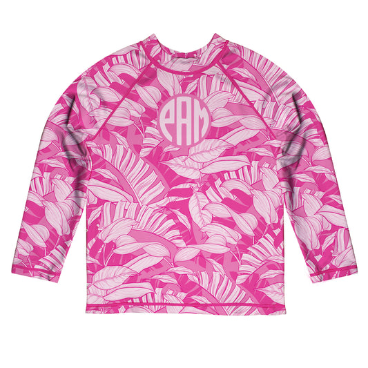 Palms Personalized Monogram Pink Long Sleeve Rash Guard