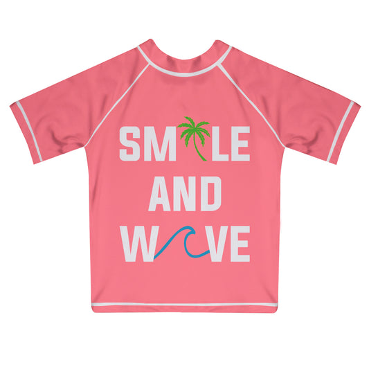 Smile And Wave Coral Short Sleeve Rash Guard