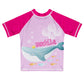 Whale Name Pink and Hot Pink Short Sleeve Rash Guard