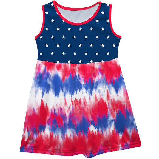 American Red and Blue Tie Dye Tank Dress