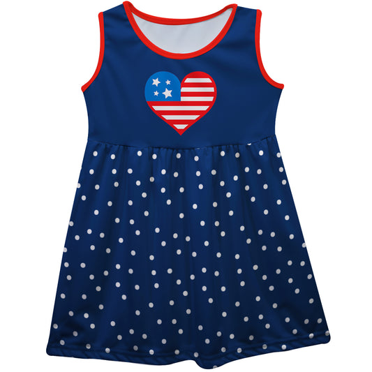 American Heart Navy Polka Dots Tank Dress - Wimziy&Co.