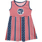 American Personalized Monogram Red and White Stripes Tank Dress
