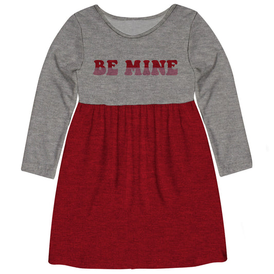Be Mine Red and Gray Long Sleeve Tank Dress