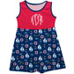 Boats Print Personalized Monogram Navy and Red Tank Dress