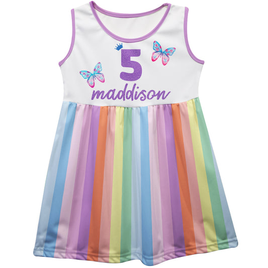 Butterfly Personalized Name and Age White Tank Dress