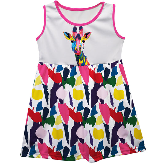 Giraffe White and Pink Tank Dress