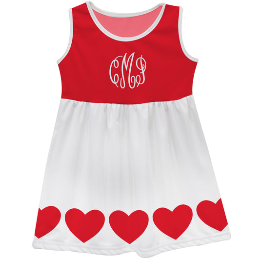 Hearts Personalized Monogram Red and White Tank Dress