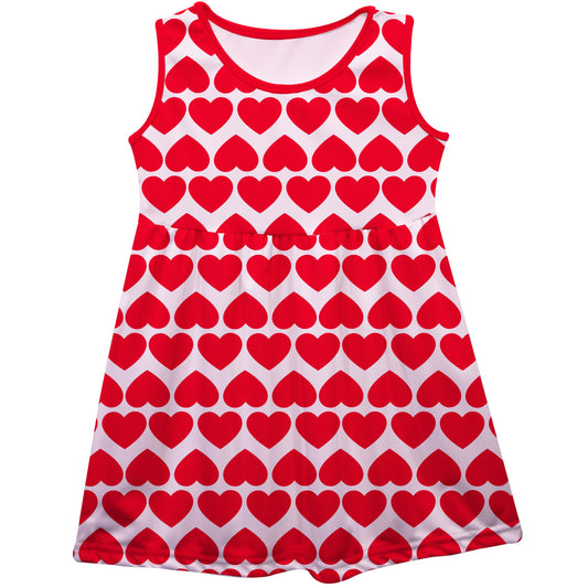 Hearts Print Red Tank Dress