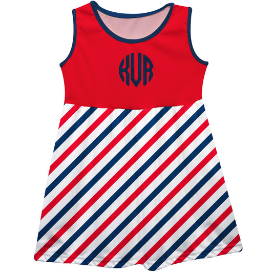 Personalized Monogram White Red and Blue Stripes Tank Dress