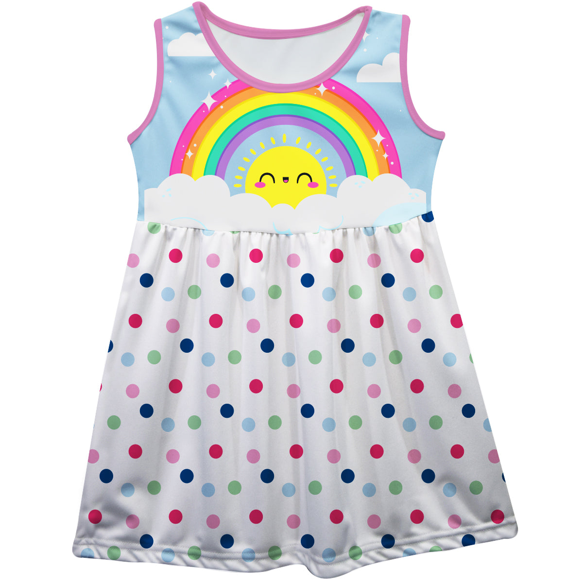 Rainbow White Polka Dots Tank Dress