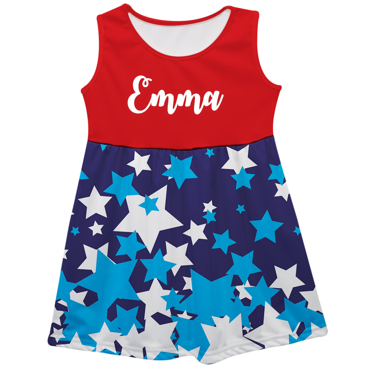 Stars Name Blue and Red Tank Dress - Wimziy&Co.
