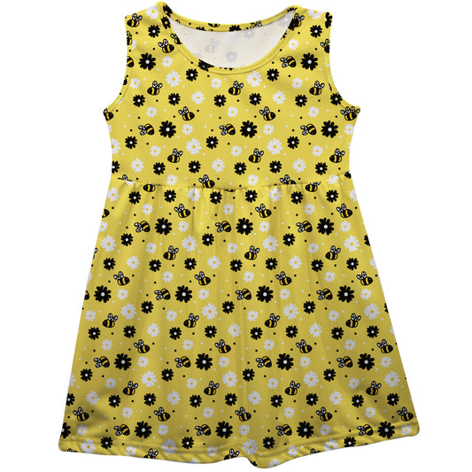 Spring Flowers Print Yellow Tank Dress