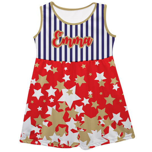 Stars Rain Red Stripes Tank Dress