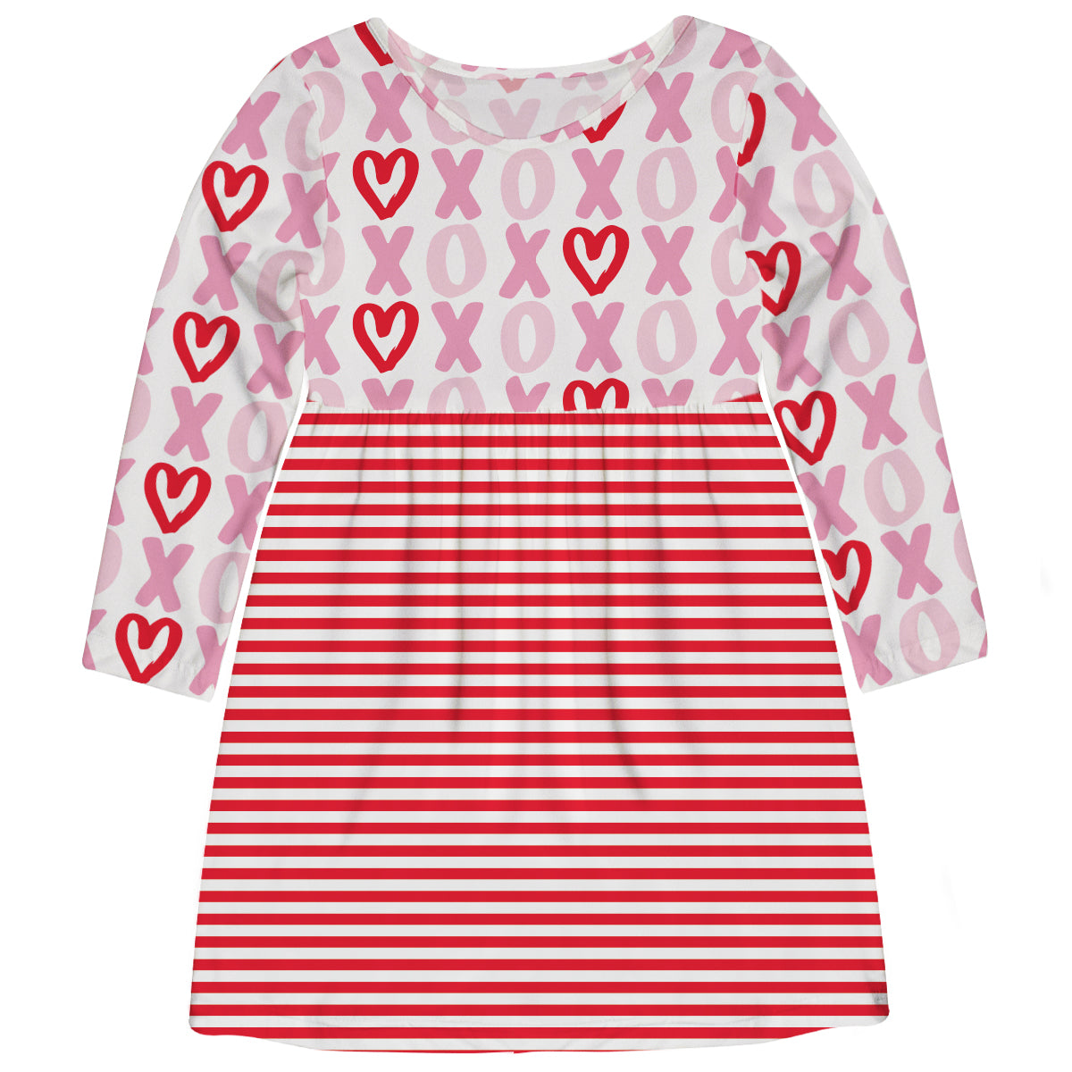XOXO Print White and Red Stripes Long Sleeve Tank Dress