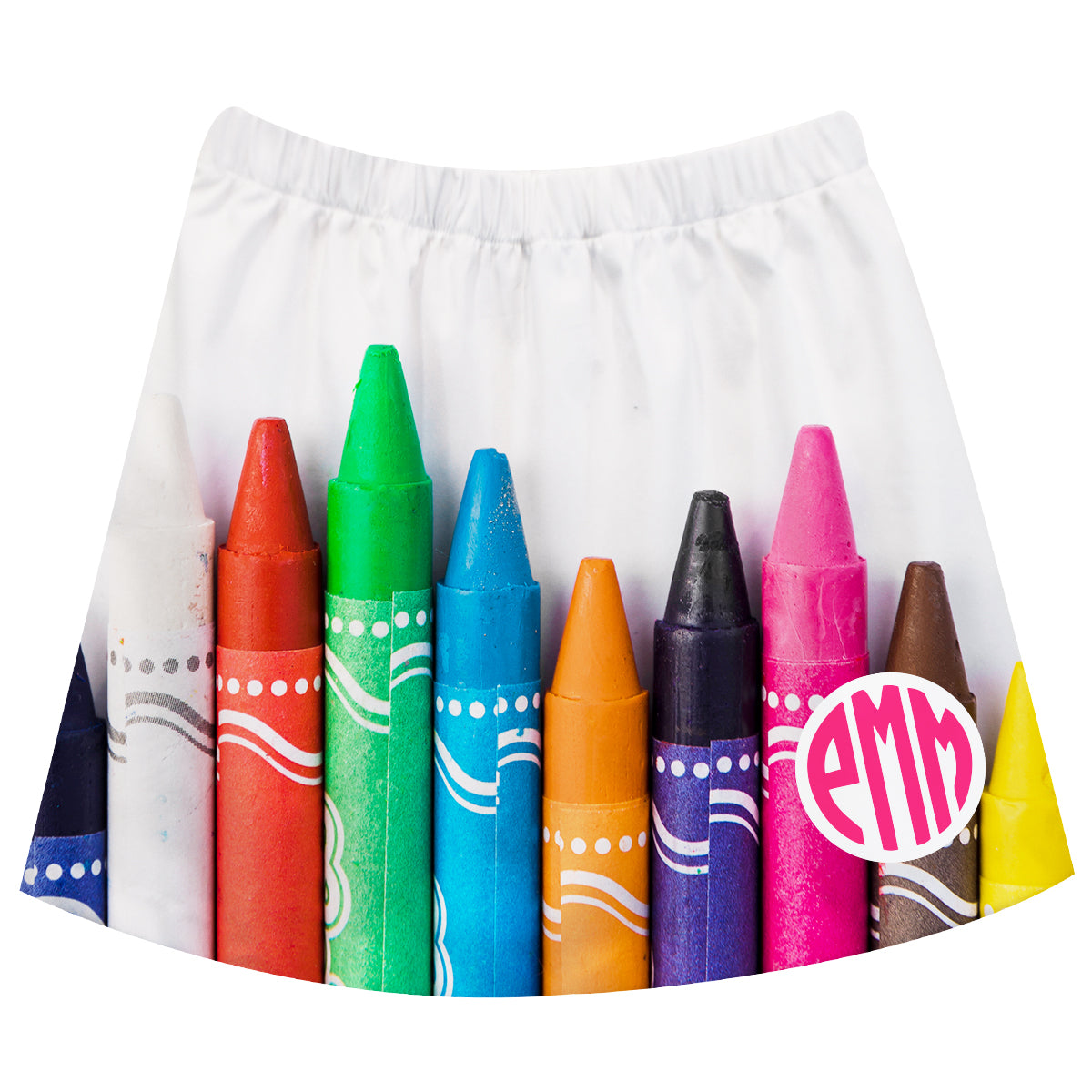 Crayons Pink Monogram White Skirt
