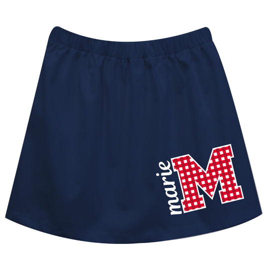 Personalized Initial and Name Navy Skirt