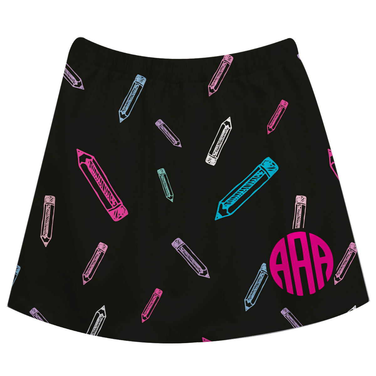 Pencils Print Monogram Black Skirt
