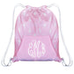 Ballerina Print Monogram Light Pink Fleece Gym Bag With Kangaroo Pocket 14x 19""