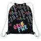 Girl Power and Name Print Black Fleece Gym Bag with Kangaroo Pocket 14 X 19""