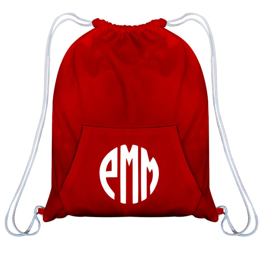 Monogram Red and White Fleece Gym Bag with Kangaroo pocket