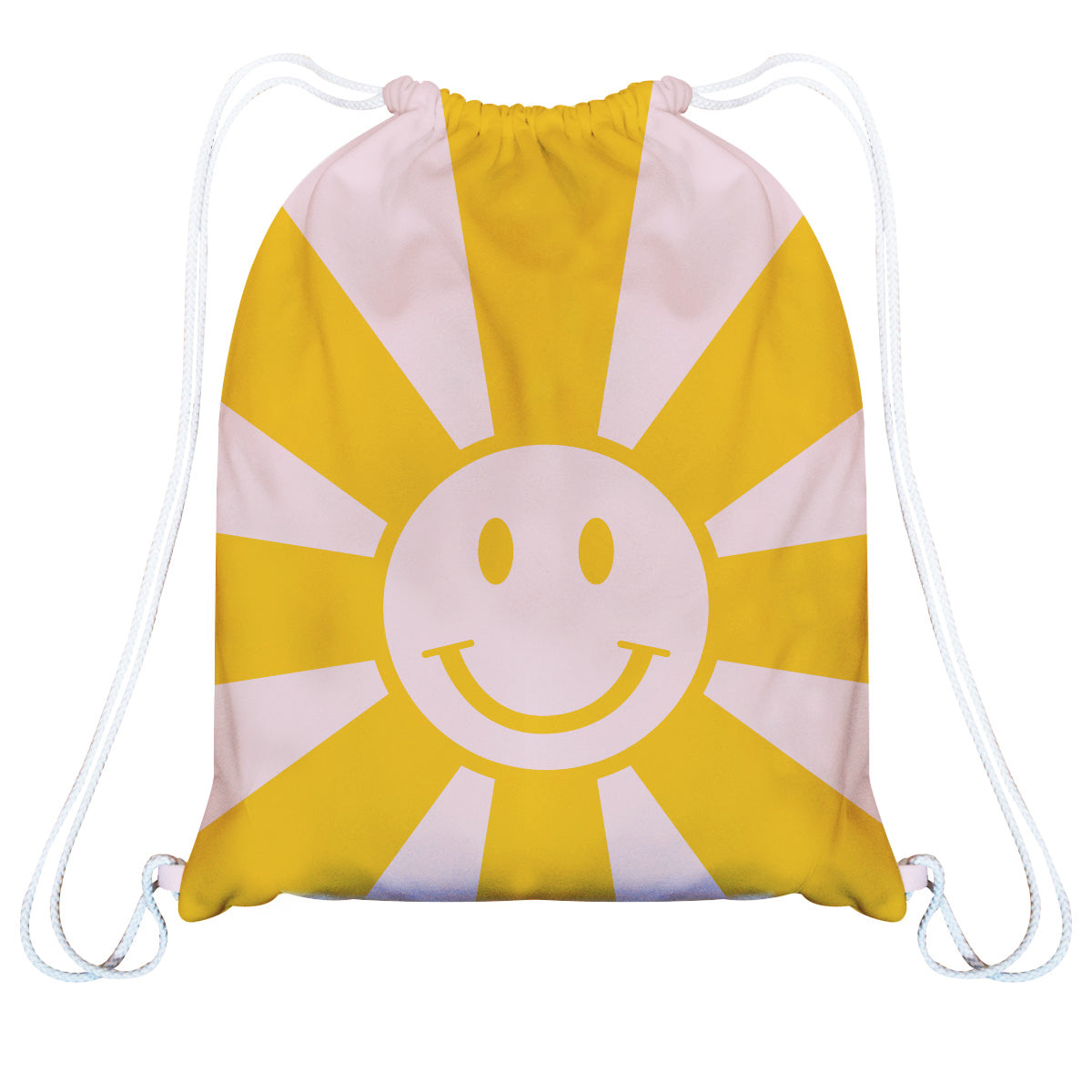 Smile Sun Pink and Yellow Gym Bag 14 x 19""