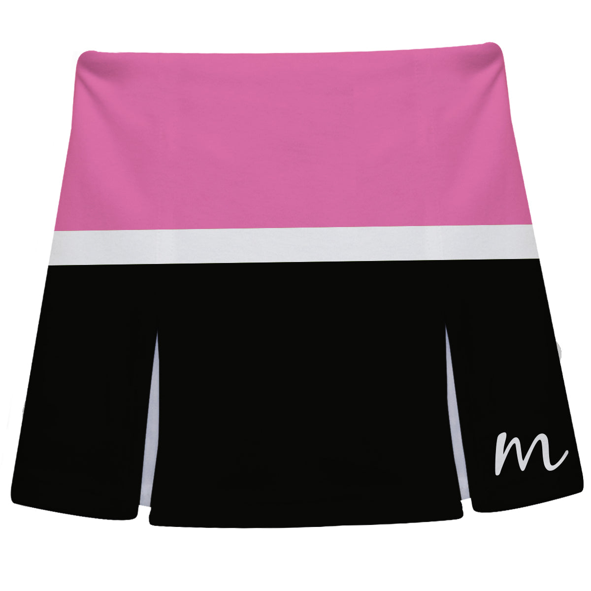 Personalized Initial Name Black and Pink Stripes Skort