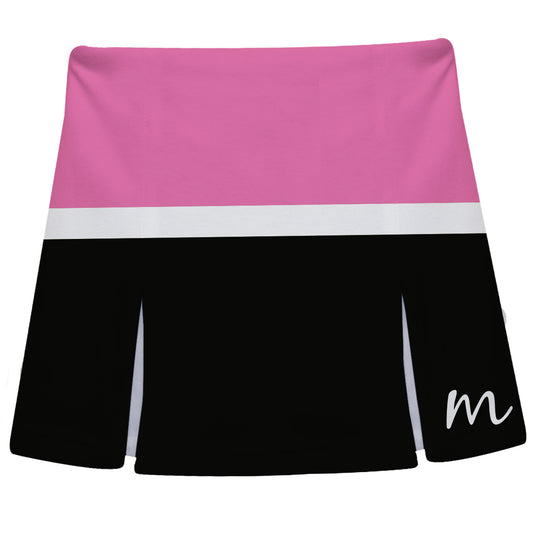 Personalized Initial Name Black and Pink Stripes Skort