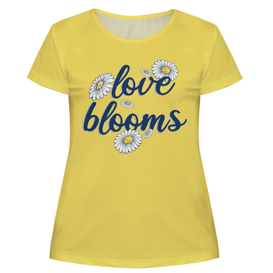 Love Blooms Yellow and Navy Short Sleeve Tee Shirt