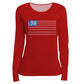 Love USA Flag Red Long Sleeve Tee Shirt