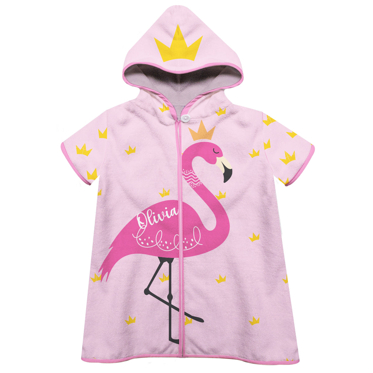 Flamingo Personalized Name Pink Cover Up