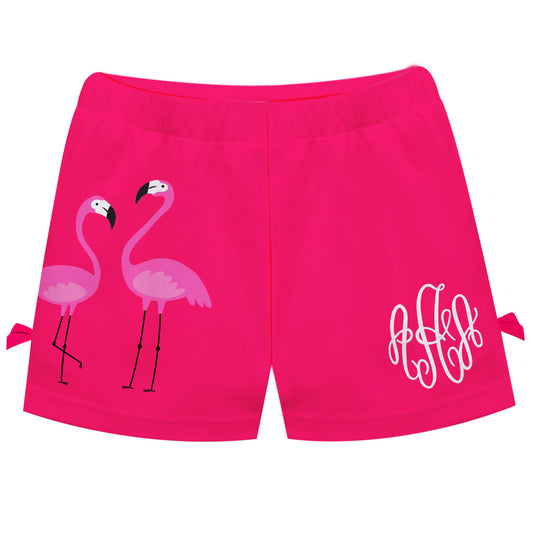 Flamingos Personalized Monogram Hot Pink Bows Short