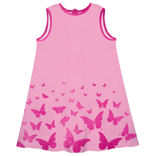 Butterflies Pink A Line Dress