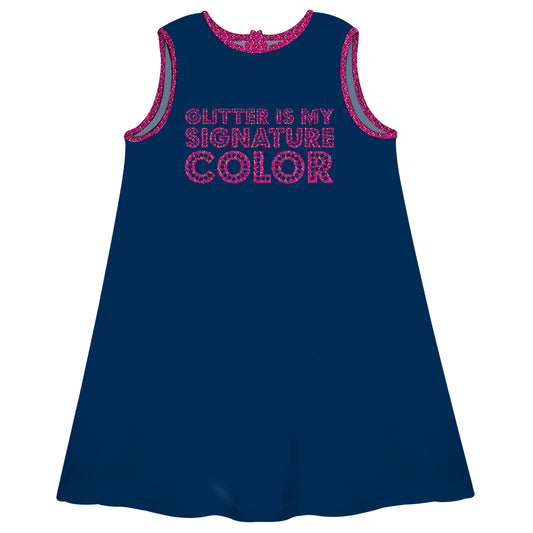 Glitter Is My Signature Color Navy A Line Dress - Wimziy&Co.