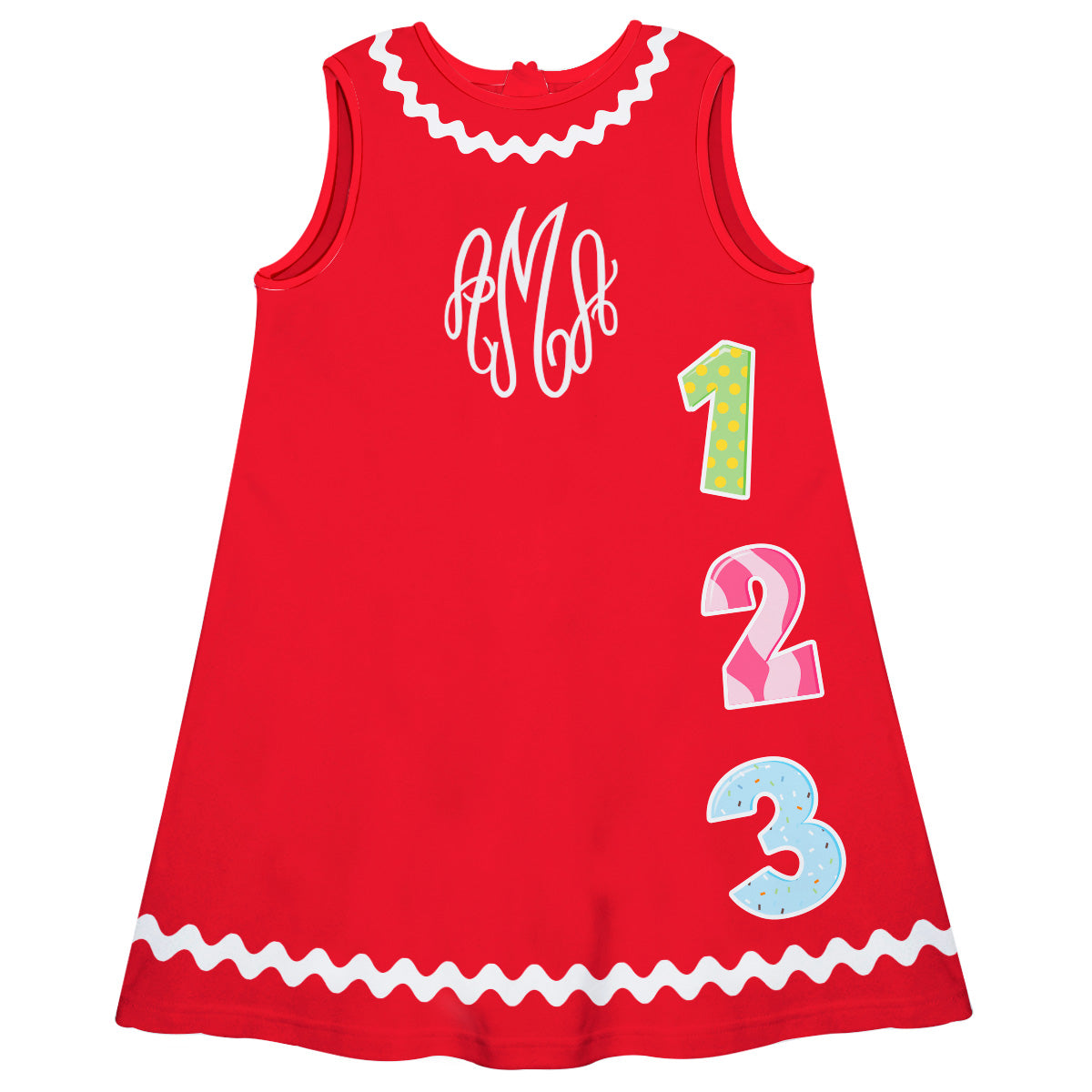 Numbers Personalized Monogram Red  A Line Dress