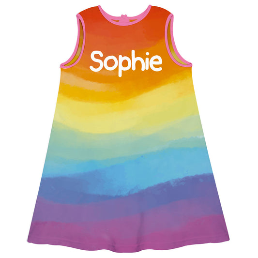 Personalized Name Orange Blue and Purple A Line Dress