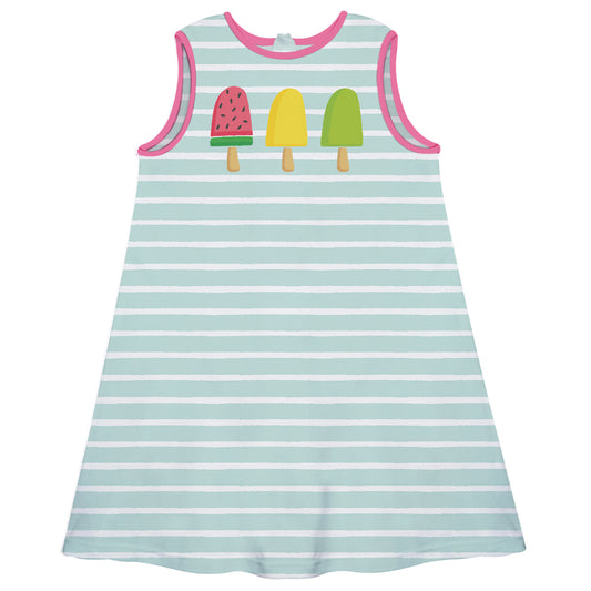 Popsicle Light Blue and White A Line Dress