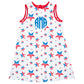 Americana Stars Print Personalized Monogram White and Red A Line Dress - Wimziy&Co.