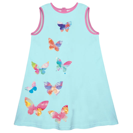 Watercolor Butterflyes Aqua A Line Dress