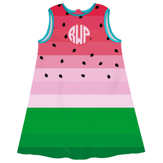 Watermelon Personalized Monogram Red and Green A Line Dress