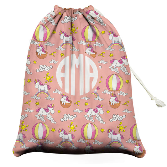 Unicorn Personalized Monogram Peach Laundry Bag 19 x 27""
