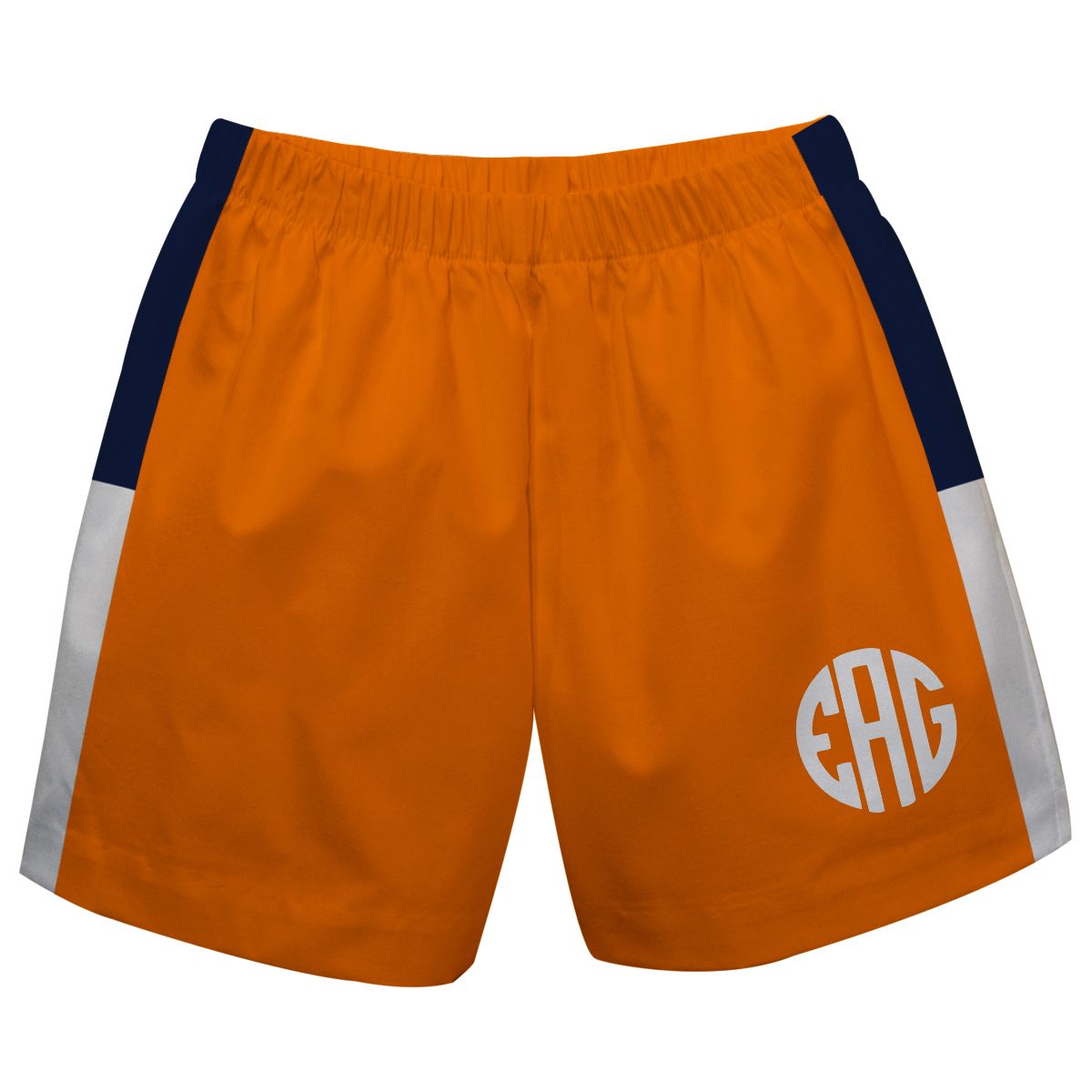 Monogram White and Black Stripe Orange Athletic Short
