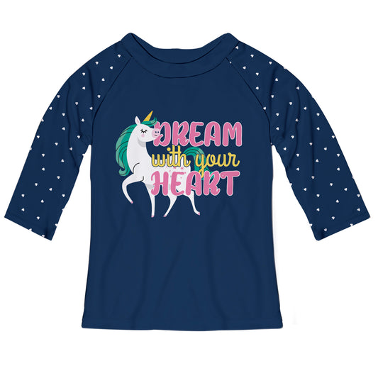 Dream With Your Heart Navy Raglan Tee Shirt 3/4 Sleeve
