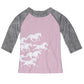 Horses Pink and Gray Tee Shirt 3/4 Sleeve