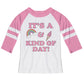 Its A Rainbow and Ice Cream Kind Of Day White and Pink Raglan Tee Shirt 3/4 Sleeve